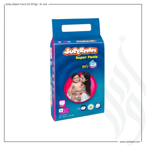 zadwah - supermom - baby diaper 4 pcs (12-20 kg) - XL sizen