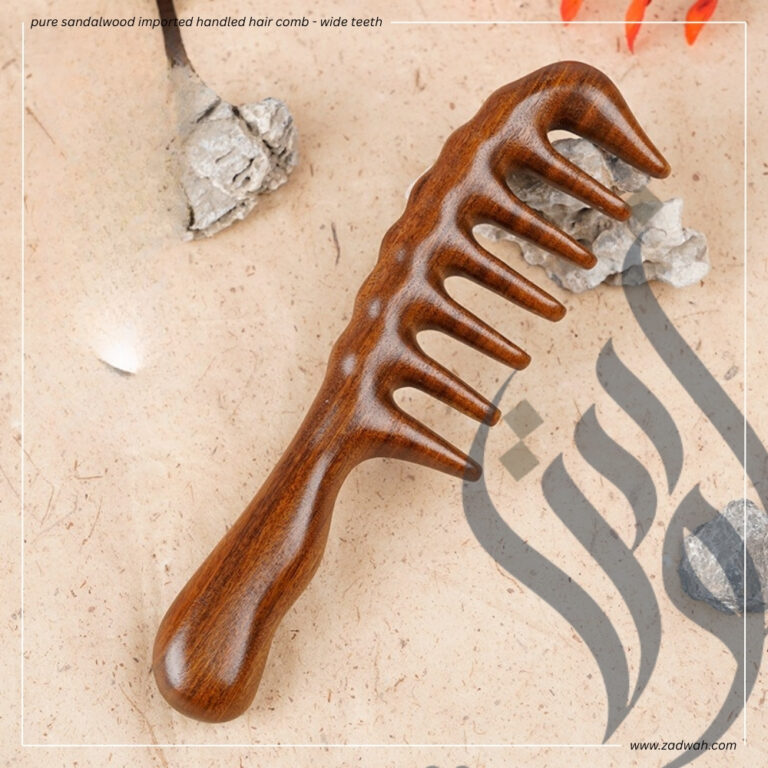 zadwah - pure sandalwood imported handled hair comb - wide teeth