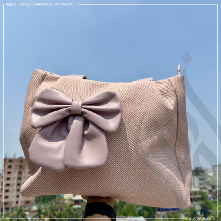 zadwah - big bow design stylish bag - pastel grey