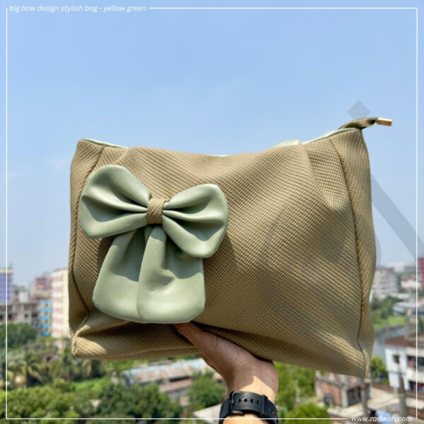 zadwah - big bow design stylish bag - yellow green