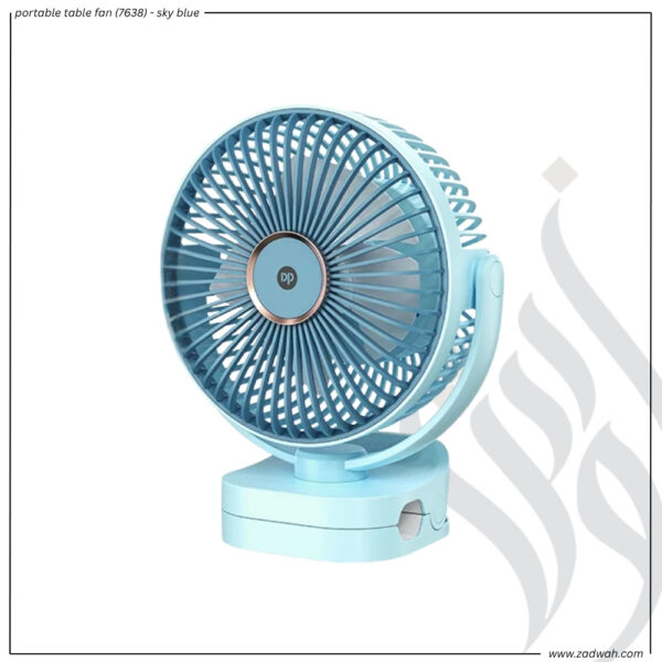 zadwah - dp - portable table fan (7638) - sky blue
