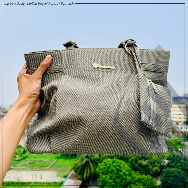 zadwah - big bow design stylish bag with pars - light ash