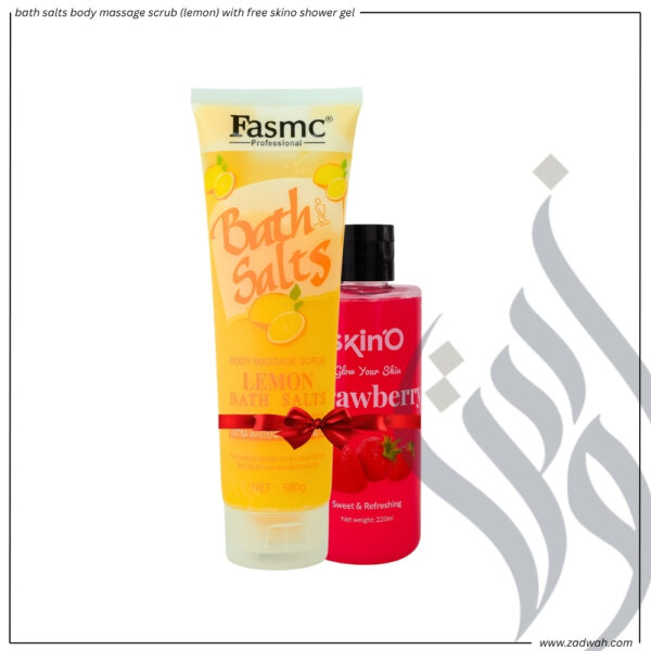 zadwah - fasmc - bath salts body massage scrub (lemon) with free skino shower gel