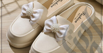 zadwah - nafeera - bow shape pookie shoes - white